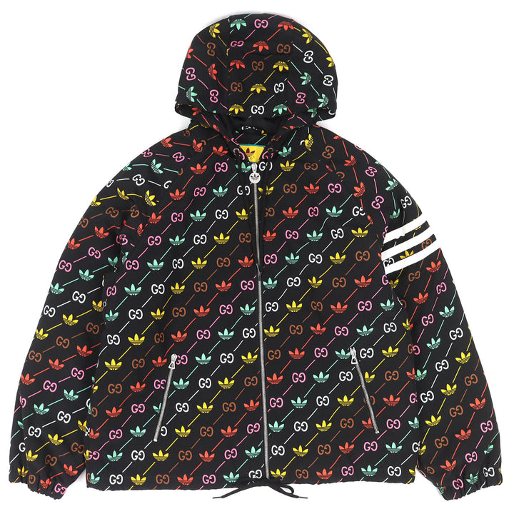 Excellent GUCCI adidas Blouson Trefoil Stripe Padded Zip Jacket black 722262