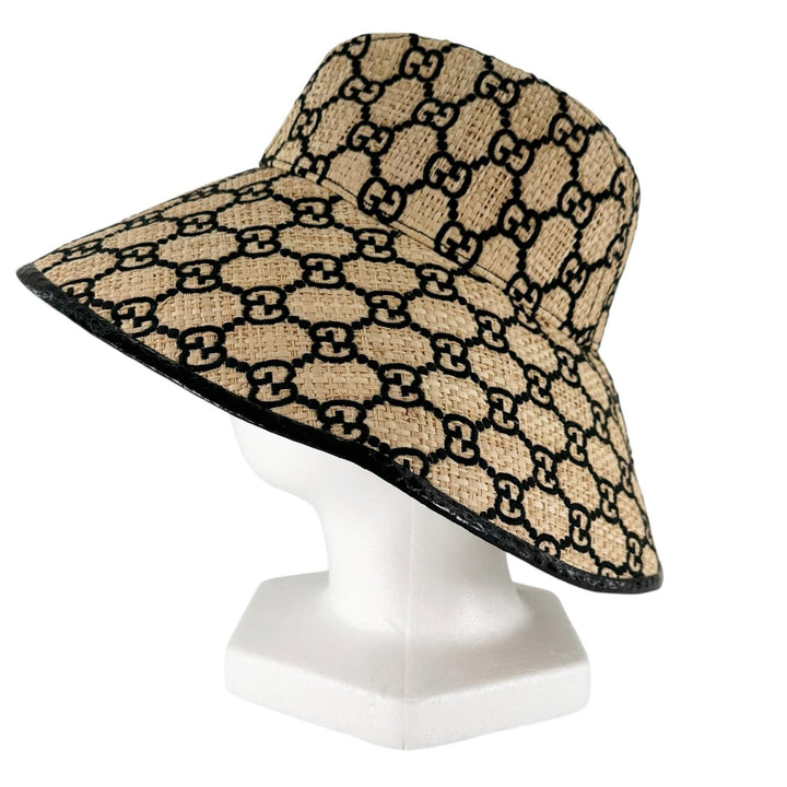 Great GUCCI hat GG pattern straw hat natural Raffia Women S