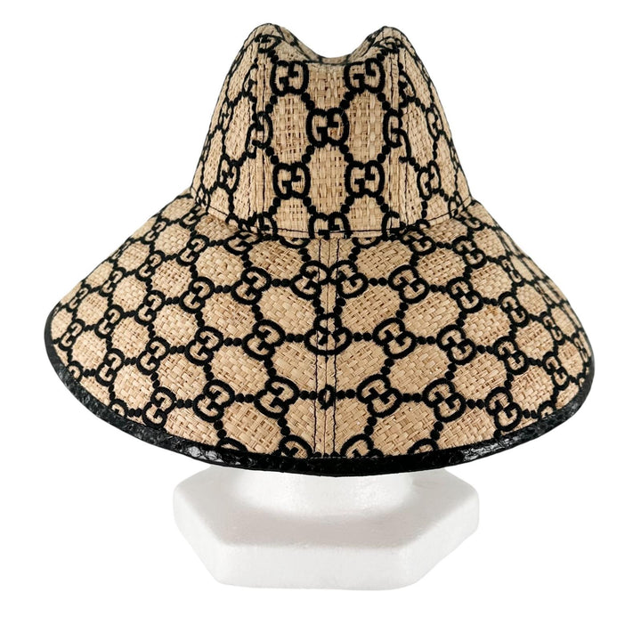 Great GUCCI hat GG pattern straw hat natural Raffia Women S