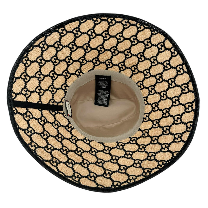 Great GUCCI hat GG pattern straw hat natural Raffia Women S