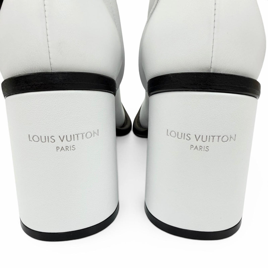 Excellent LOUIS VUITTON Ankle boots Berlin Line white leather Women 37