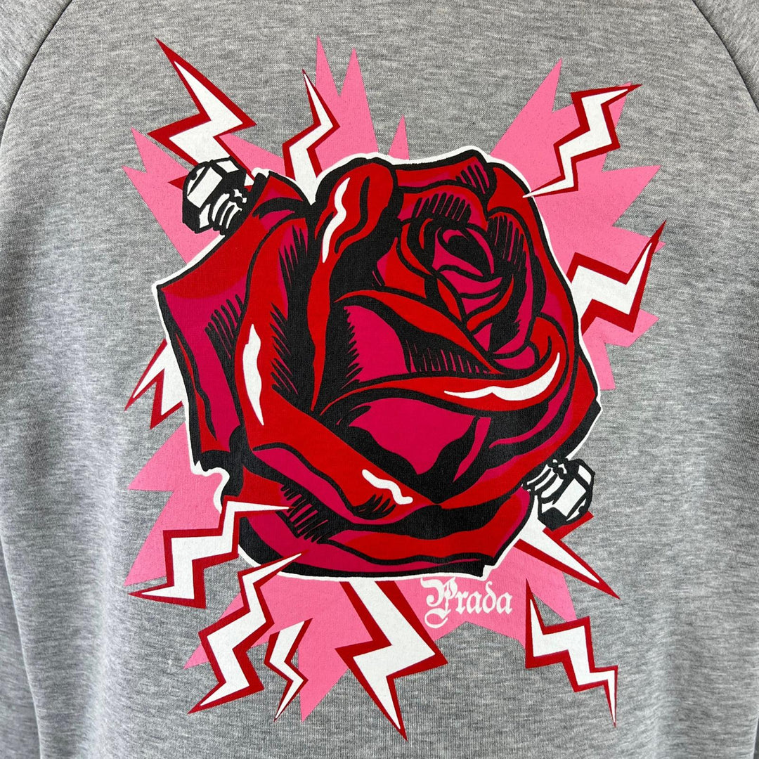 Great PRADA sweat Frankenstein Rose Trainer gray cotton mens M 134592