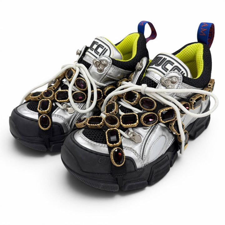 Discounted Excellent GUCCI sneakers Silver leather Women 36