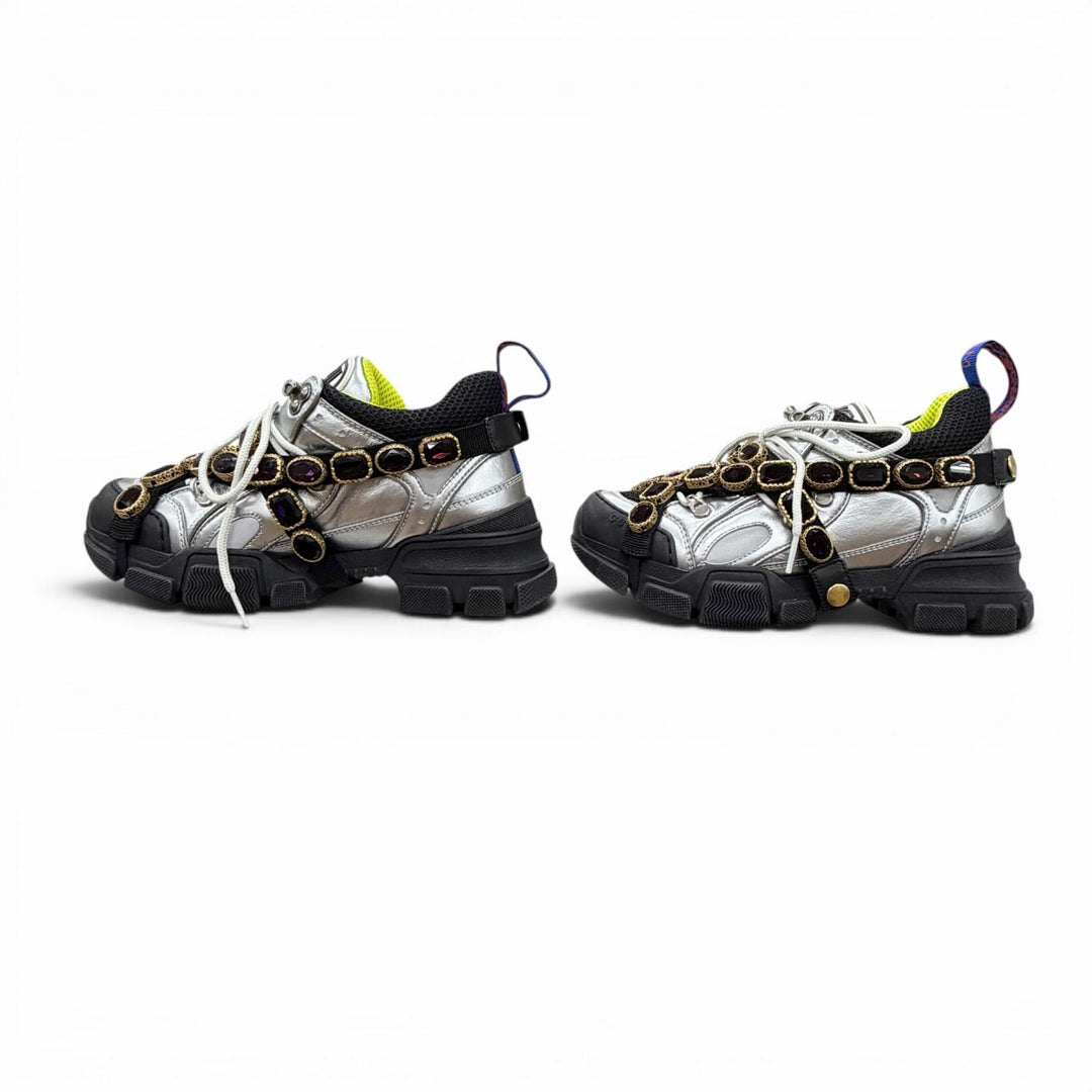 Discounted Excellent GUCCI sneakers Silver leather Women 36