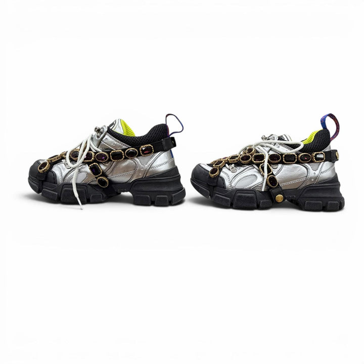 Discounted Excellent GUCCI sneakers Silver leather Women 36