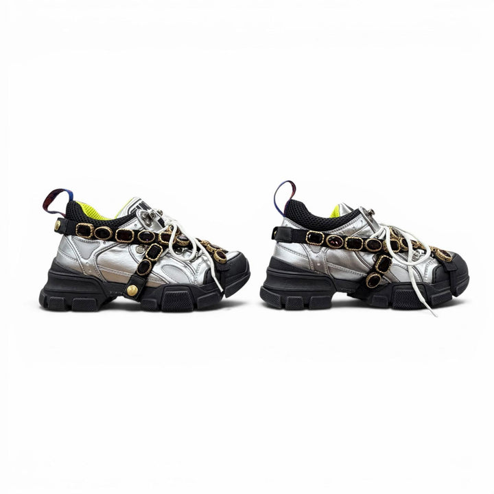 Discounted Excellent GUCCI sneakers Silver leather Women 36
