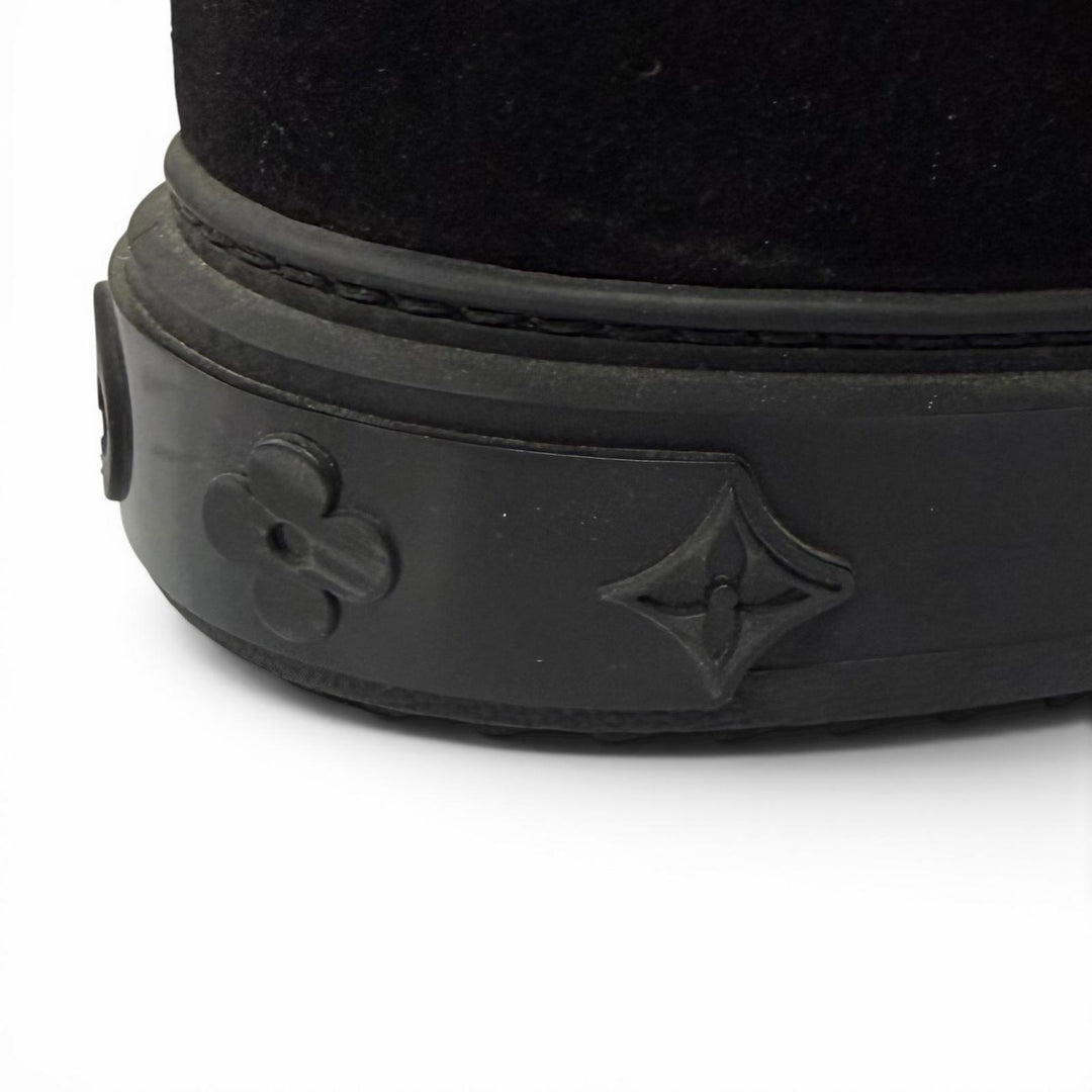 Great LOUIS VUITTON boots snowdrop line LV logo shearling black Mouton Women 35
