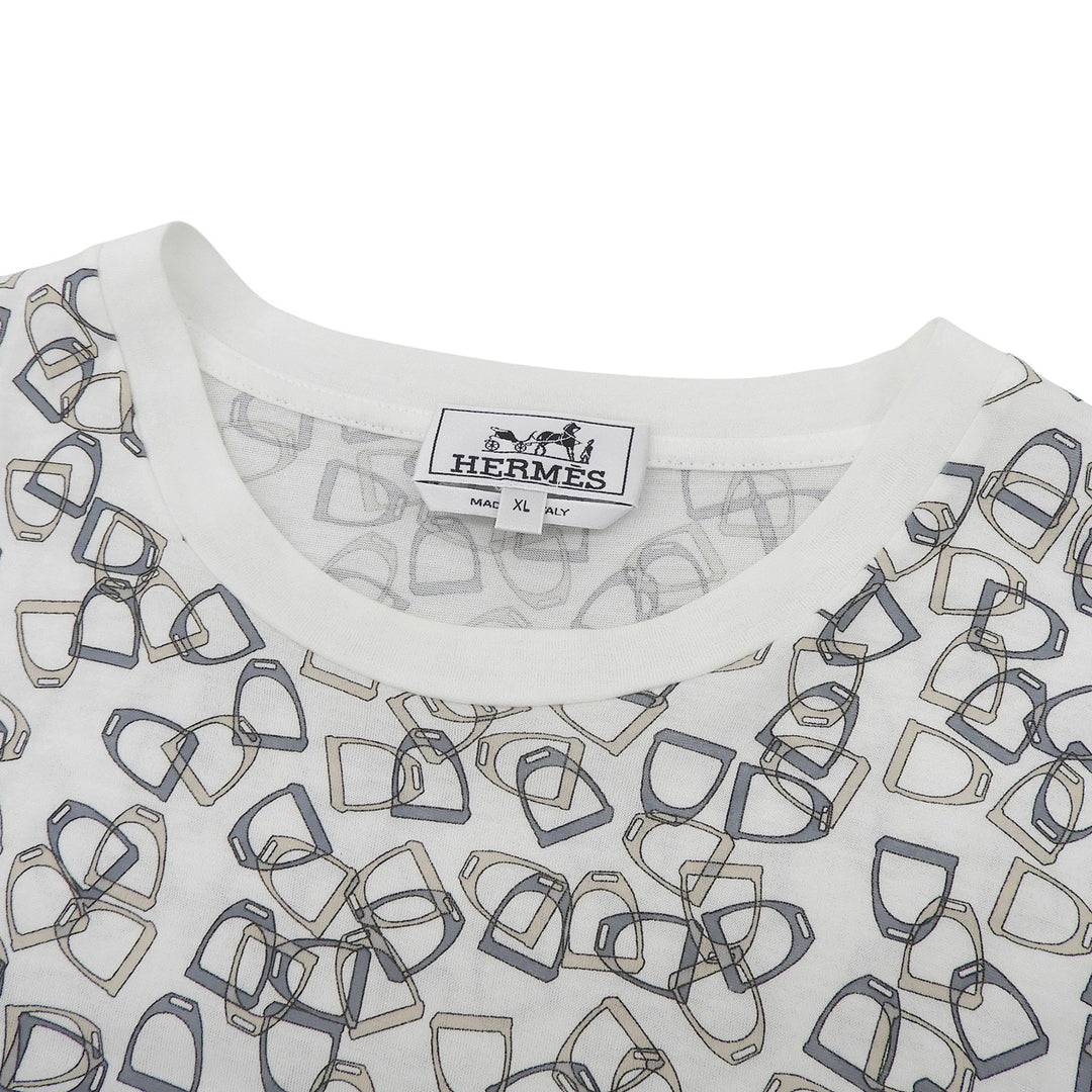 Excellent HERMES Short sleeve T-shirt Etrier Stirrup Handle white cotton mens XL