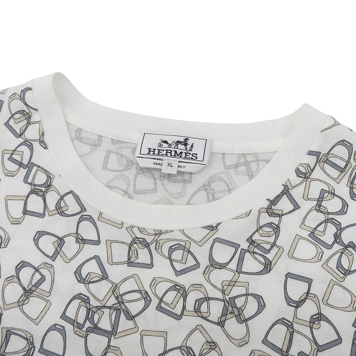 Excellent HERMES Short sleeve T-shirt Etrier Stirrup Handle white cotton mens XL