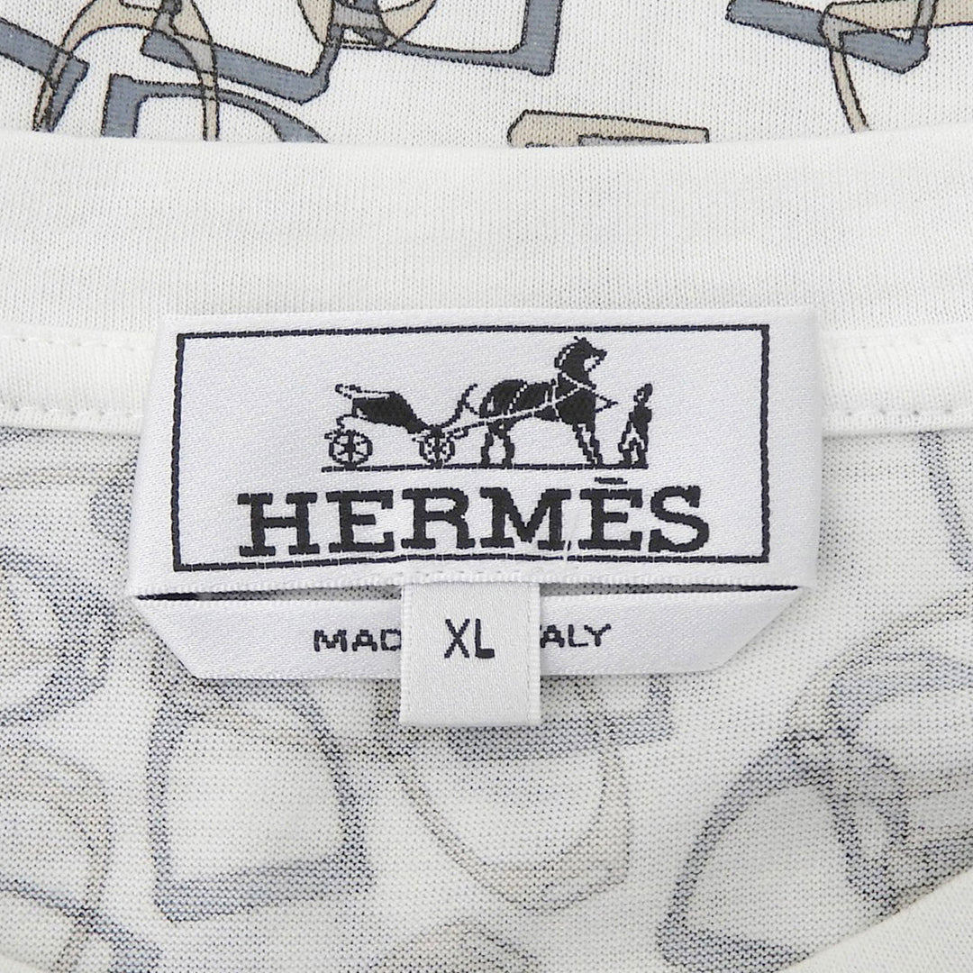 Excellent HERMES Short sleeve T-shirt Etrier Stirrup Handle white cotton mens XL