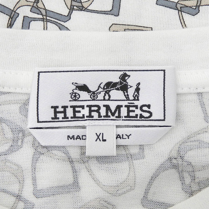 Excellent HERMES Short sleeve T-shirt Etrier Stirrup Handle white cotton mens XL