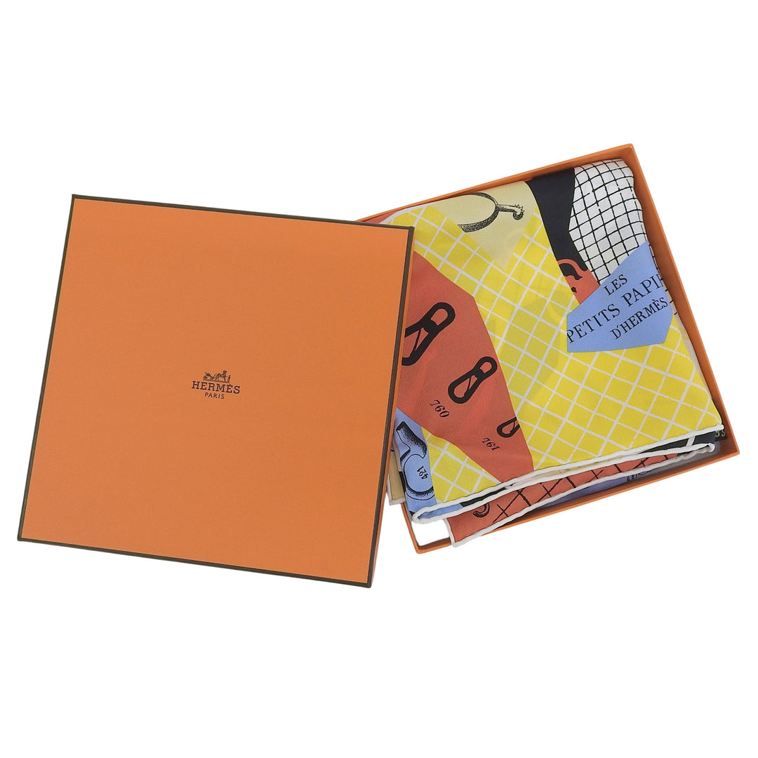 Excellent HERMES scarf Carré 70 Les Petit Papier'd Multi silk Women