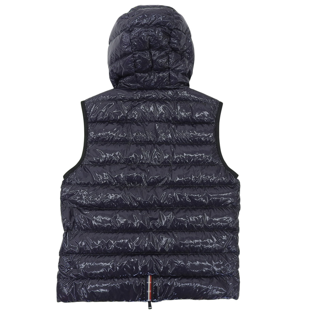 Pristine MONCLER Down vest LAUTARET Logo patch Double zip Navy Nylon mens 2