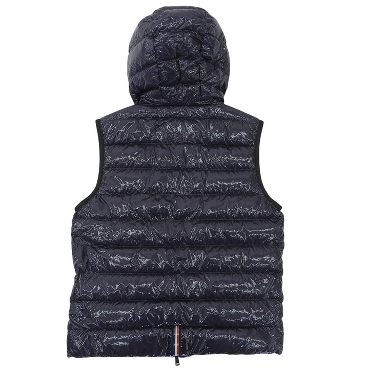 Pristine MONCLER Down vest LAUTARET Logo patch Double zip Navy Nylon mens 2