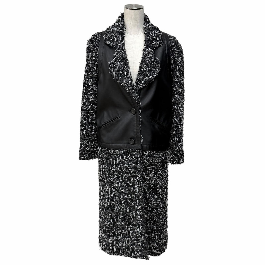 Excellent CHANEL coat black wool Women 34 P62088