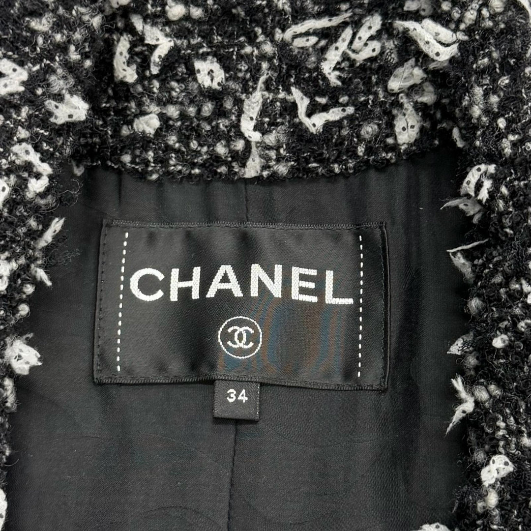Excellent CHANEL coat black wool Women 34 P62088