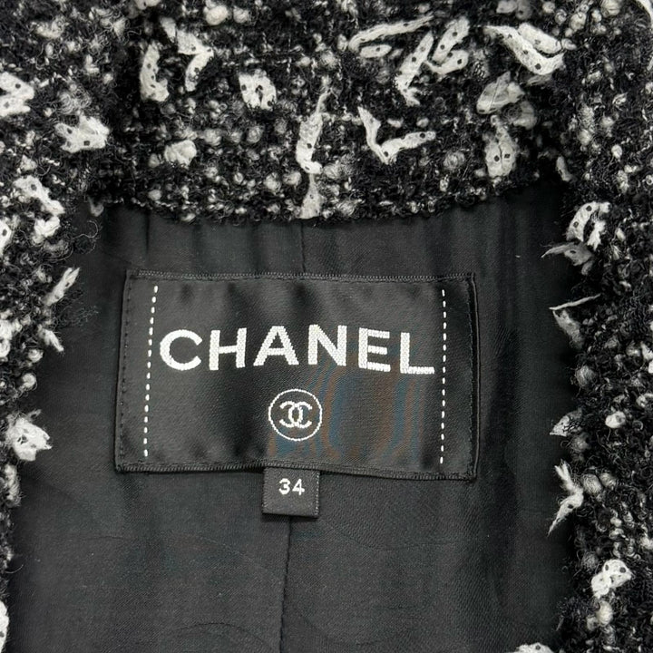 Excellent CHANEL coat black wool Women 34 P62088