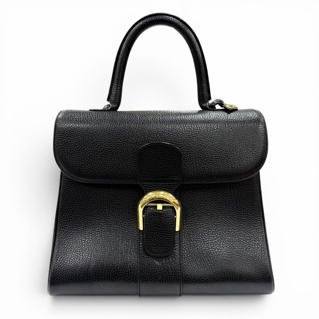 Very Good DELVAUX Handbag BRILLANT With Metal logo black leather Women