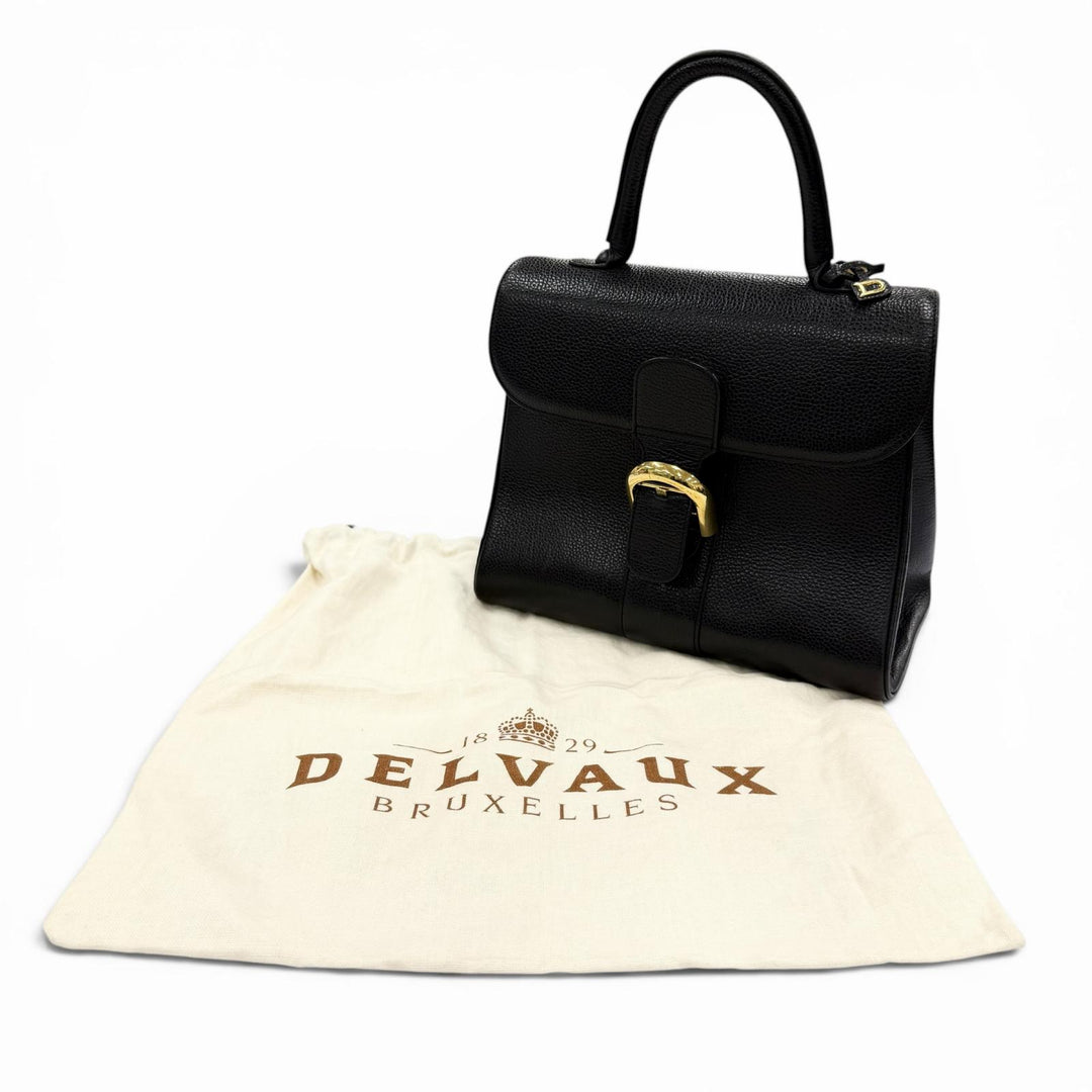 Very Good DELVAUX Handbag BRILLANT With Metal logo black leather Women