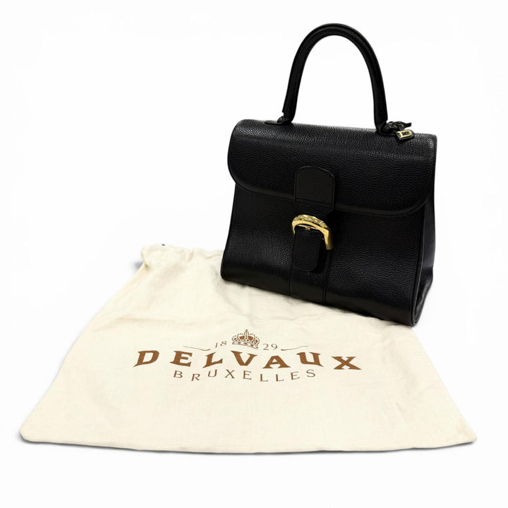 Very Good DELVAUX Handbag BRILLANT With Metal logo black leather Women