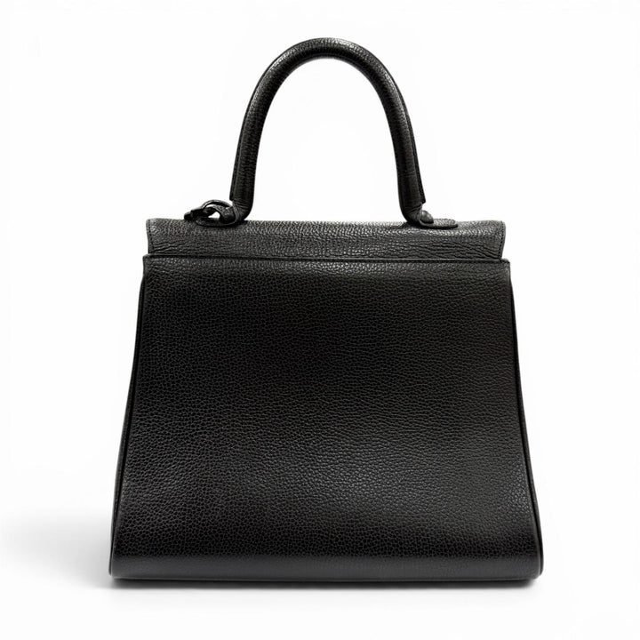Very Good DELVAUX Handbag BRILLANT With Metal logo black leather Women