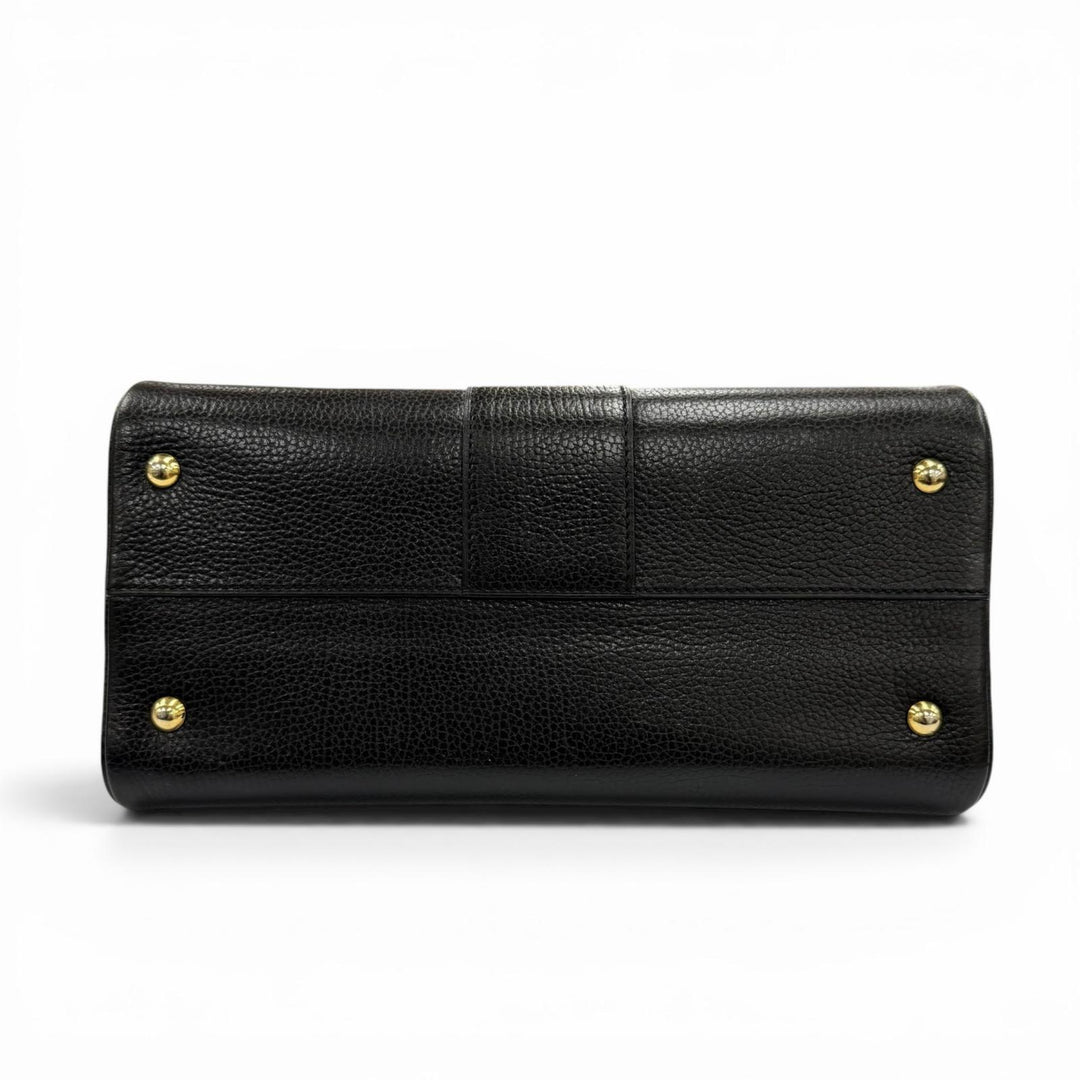 Very Good DELVAUX Handbag BRILLANT With Metal logo black leather Women