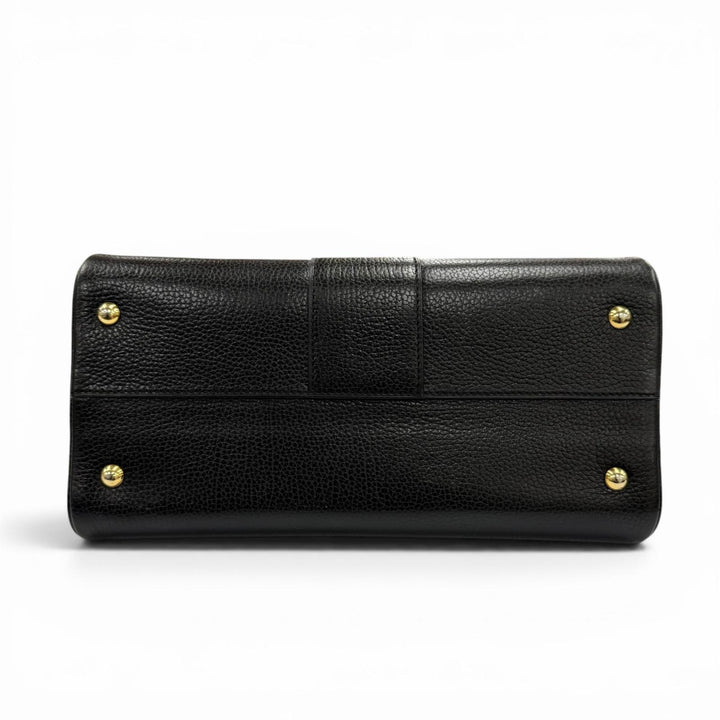 Very Good DELVAUX Handbag BRILLANT With Metal logo black leather Women