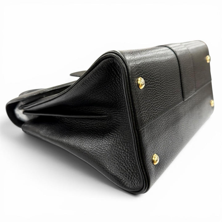 Very Good DELVAUX Handbag BRILLANT With Metal logo black leather Women