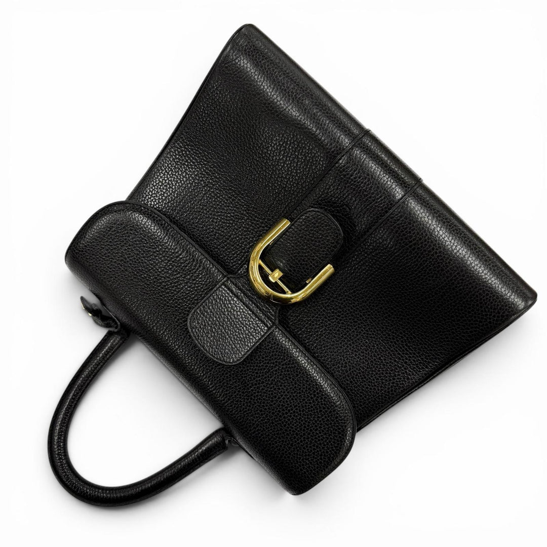 Very Good DELVAUX Handbag BRILLANT With Metal logo black leather Women