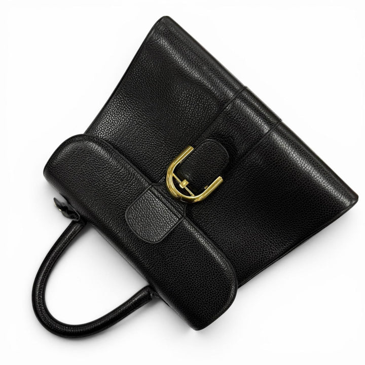 Very Good DELVAUX Handbag BRILLANT With Metal logo black leather Women