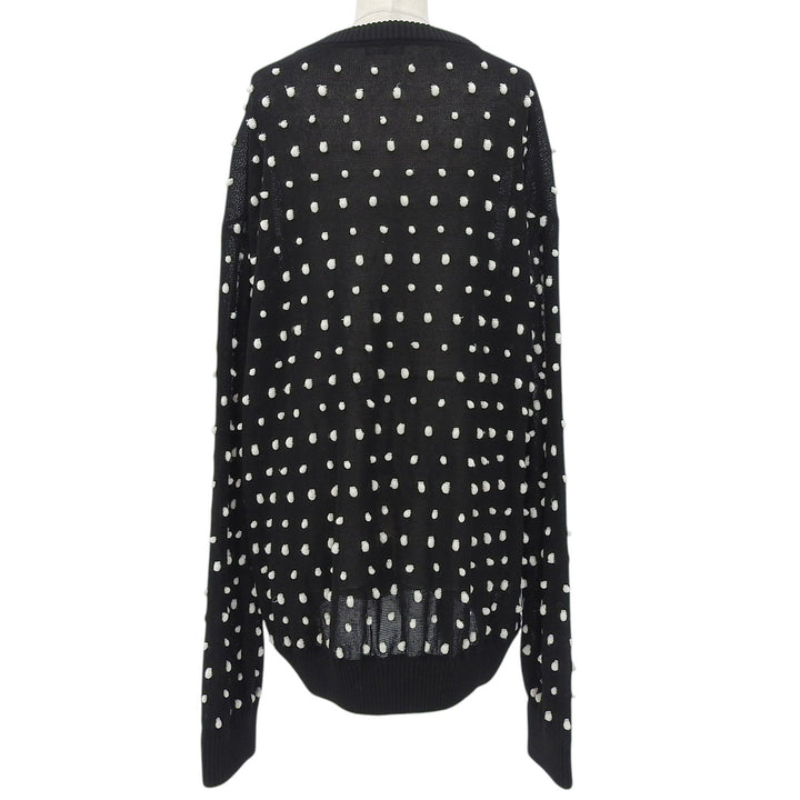 Excellent DIOR knit Logo embroidered sweater black cotton mens XXL 343M639AT729