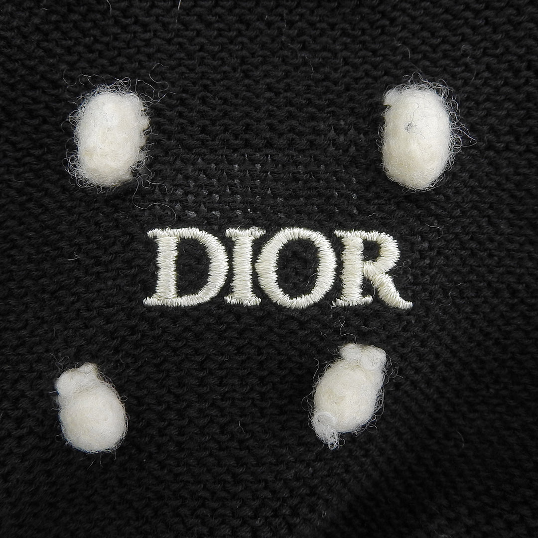 Excellent DIOR knit Logo embroidered sweater black cotton mens XXL 343M639AT729