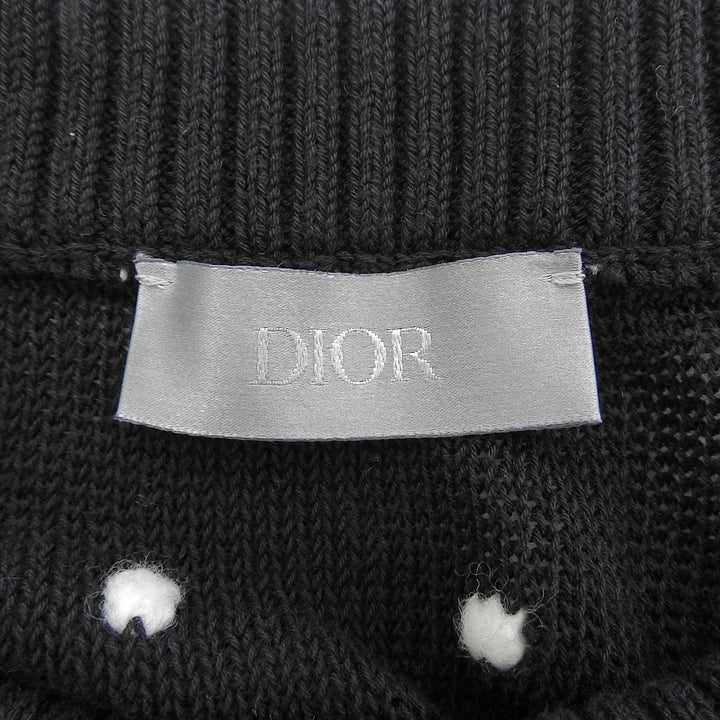 Excellent DIOR knit Logo embroidered sweater black cotton mens XXL 343M639AT729
