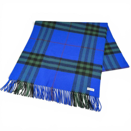 Excellent BURBERRY Scarf Current product check pattern night blue cashmere