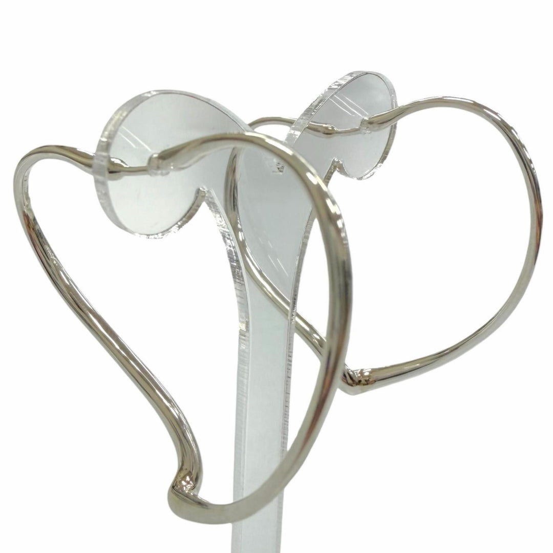 Great TIFFANY&Co. Pierce Open Heart Hoop Earrings, Medium Silver AG925 Women