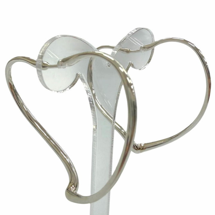 Great TIFFANY&Co. Pierce Open Heart Hoop Earrings, Medium Silver AG925 Women