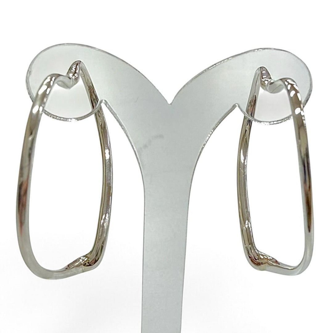 Great TIFFANY&Co. Pierce Open Heart Hoop Earrings, Medium Silver AG925 Women