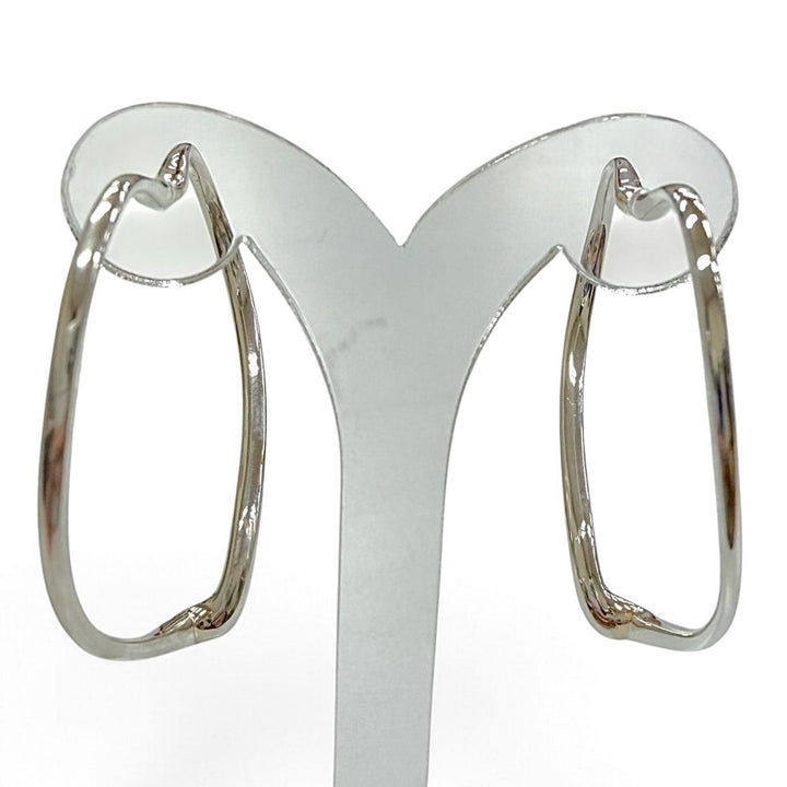 Great TIFFANY&Co. Pierce Open Heart Hoop Earrings, Medium Silver AG925 Women