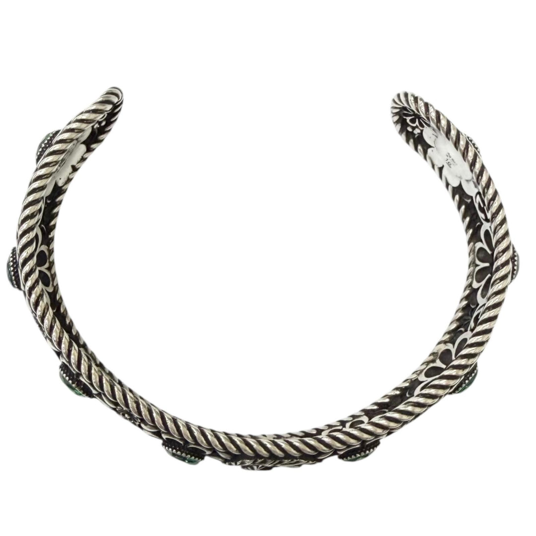 Excellent GGUCCI Bangle Crystal Floral Interlocking G Silver AG925 mens 16