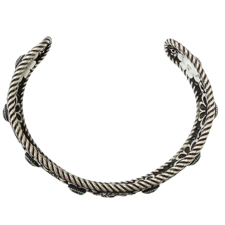 Excellent GGUCCI Bangle Crystal Floral Interlocking G Silver AG925 mens 16