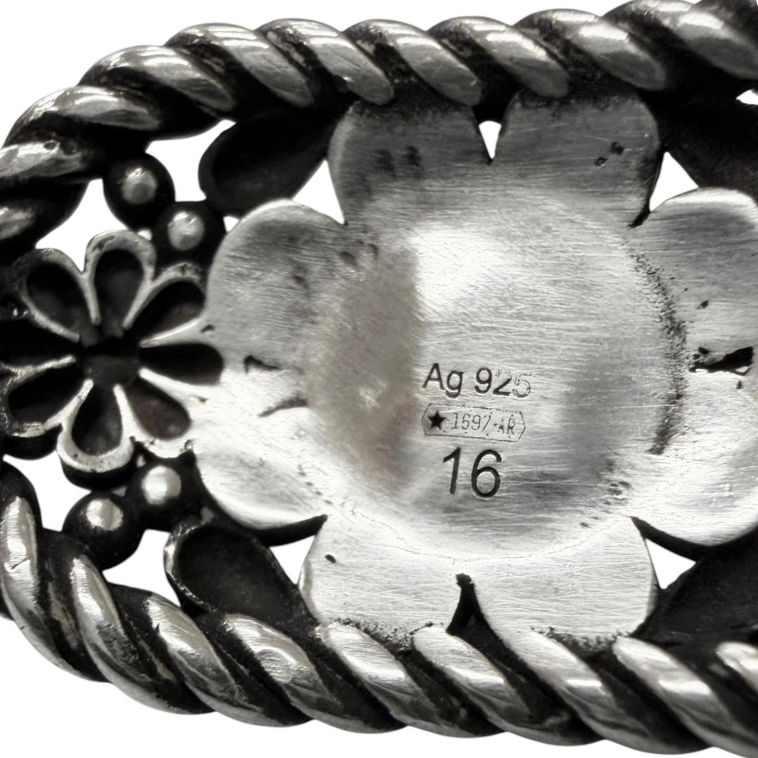 Excellent GGUCCI Bangle Crystal Floral Interlocking G Silver AG925 mens 16