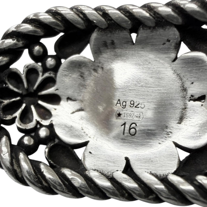 Excellent GGUCCI Bangle Crystal Floral Interlocking G Silver AG925 mens 16
