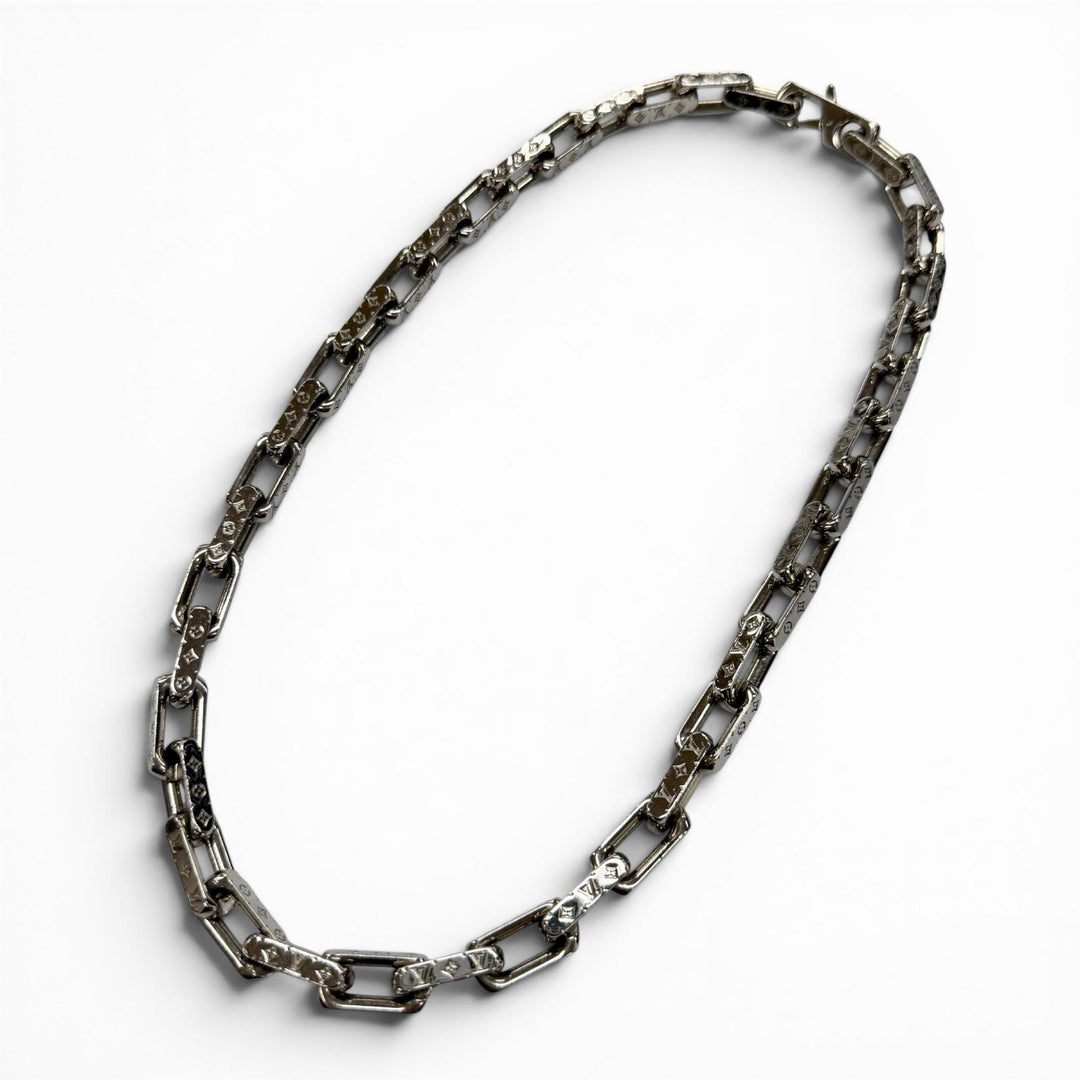 Great LOUIS VUITTON Necklace Collier Chain Silver mens M64196