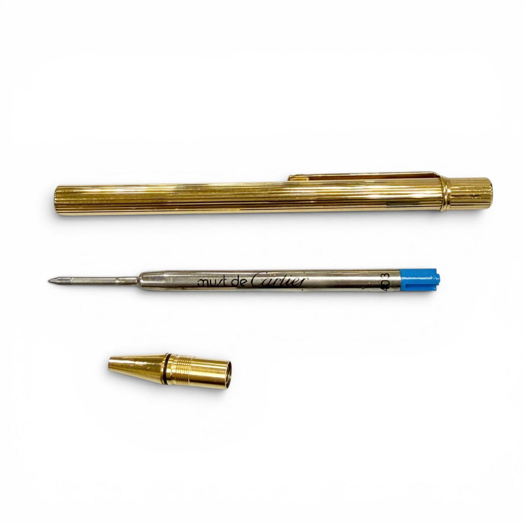 Very Good Cartier Ballpoint pen Must de Cartier Twist-type blue ink gold mens