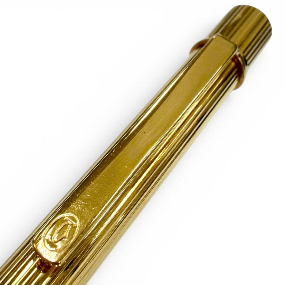 Very Good Cartier Ballpoint pen Must de Cartier Twist-type blue ink gold mens