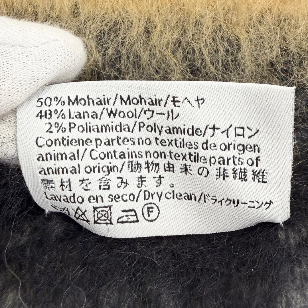 Excellent LOEWE Scarf Anagram Leather Patch Border Pattern multicolor mohair
