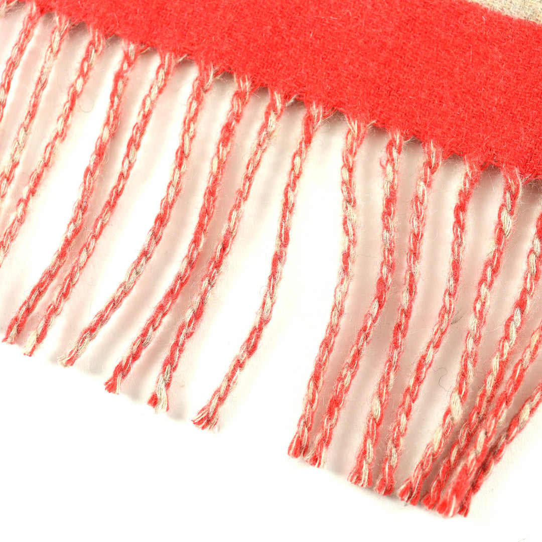 Excellent HERMES Scarf love story fringe Red series cashmere Women