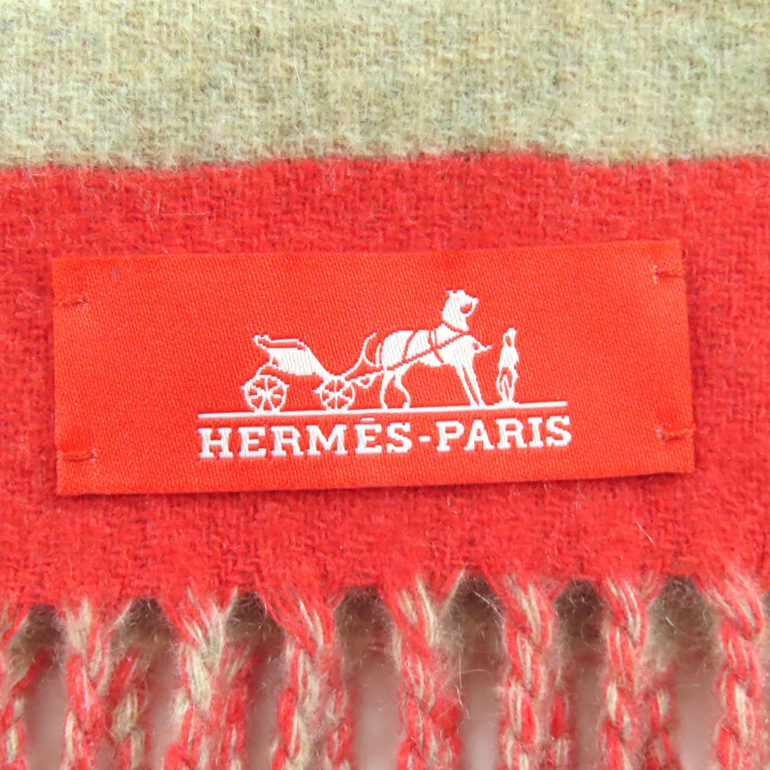 Excellent HERMES Scarf love story fringe Red series cashmere Women