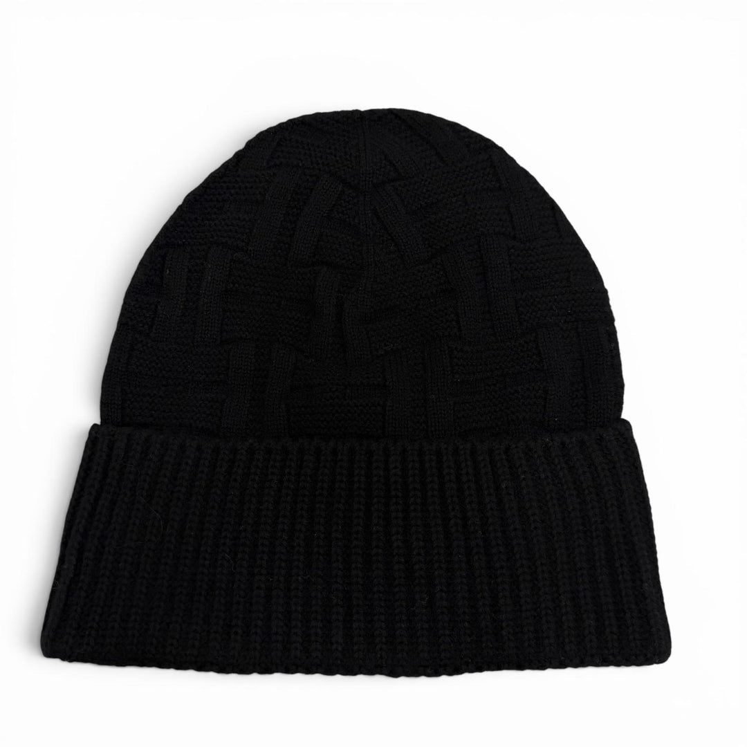 Pristine HERMES Knit cap Frecans Serie Metal Hat black wool mens M