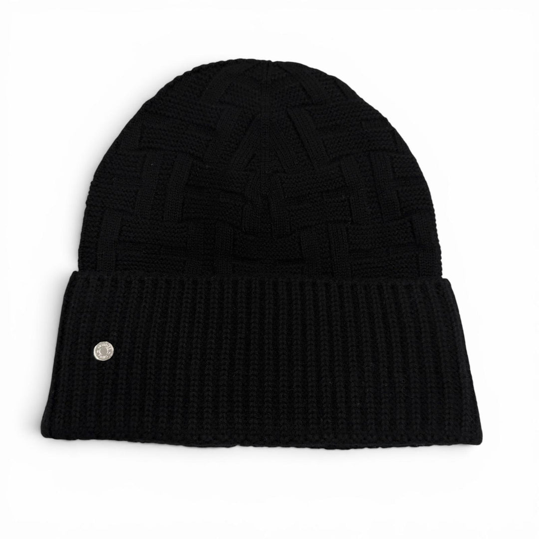 Pristine HERMES Knit cap Frecans Serie Metal Hat black wool mens M